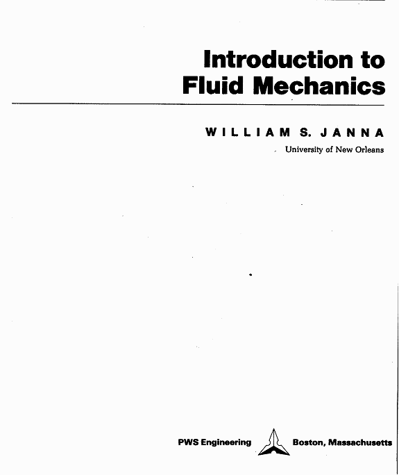 The title page of Introduction to Fluid Mechanics by Janna.
